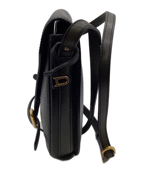 DELVAUX（デルヴォー）DELVAUX (デルヴォー) レザーショルダーバッグ ブラックの古着・服飾アイテム