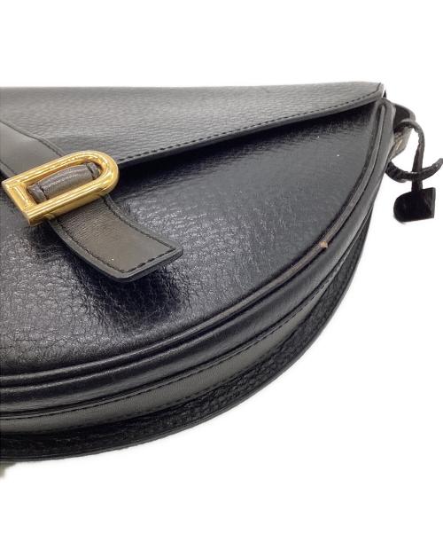DELVAUX（デルヴォー）DELVAUX (デルヴォー) レザーショルダーバッグ ブラックの古着・服飾アイテム