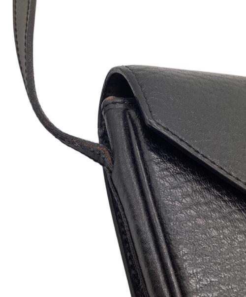 DELVAUX（デルヴォー）DELVAUX (デルヴォー) レザーショルダーバッグ ブラックの古着・服飾アイテム