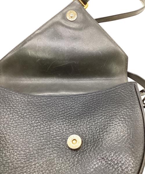 DELVAUX（デルヴォー）DELVAUX (デルヴォー) レザーショルダーバッグ ブラックの古着・服飾アイテム