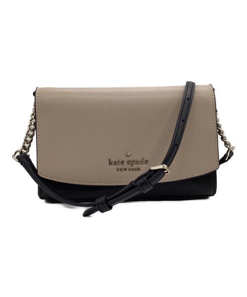 Kate Spade（ケイトスペード）Kate Spade (ケイトスペード) ステイシー カラーブロック スモール フラップ クロスボディ ベージュ×ブラックの古着・服飾アイテム