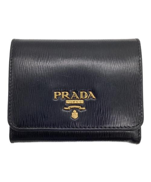 PRADA（プラダ）PRADA (プラダ) 3つ折り財布 ブラックの古着・服飾アイテム