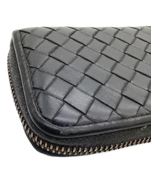 BOTTEGA VENETA（ボッテガベネタ）BOTTEGA VENETA (ボッテガベネタ) イントレチャート ラウンドジップ カードケース グレーの古着・服飾アイテム
