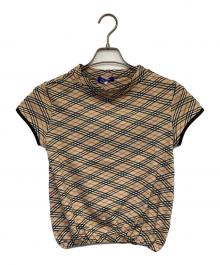 BURBERRY BLUE LABEL（バーバリー ブルー レーベル）の古着「コットンハイゲージ 半袖ニット」｜ベージュ