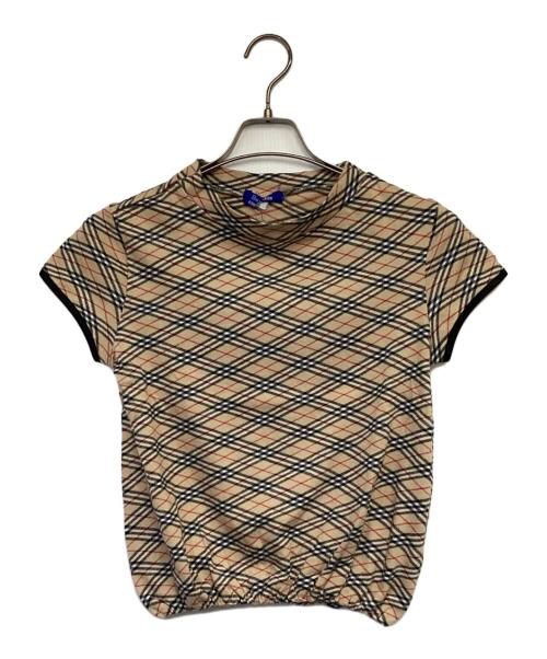 BURBERRY BLUE LABEL（バーバリー ブルー レーベル）BURBERRY BLUE LABEL (バーバリー ブルー レーベル) コットンハイゲージ 半袖ニット ベージュ サイズ:Mの古着・服飾アイテム