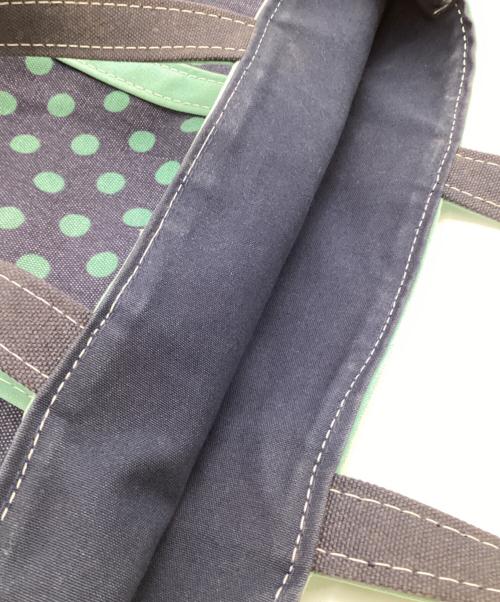 L.L.Bean（エルエルビーン）L.L.Bean (エルエルビーン) ドット柄 トートバッグ ネイビー×グリーンの古着・服飾アイテム