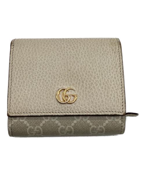 GUCCI（グッチ）GUCCI (グッチ) ダブルG バイカラー ミディアム ウォレット アイボリーの古着・服飾アイテム