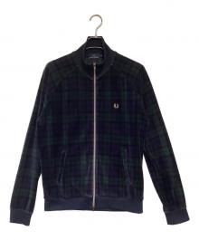 FRED PERRY（フレッドペリー）の古着「ベロアトラックジャケット」｜ネイビー×グリーン