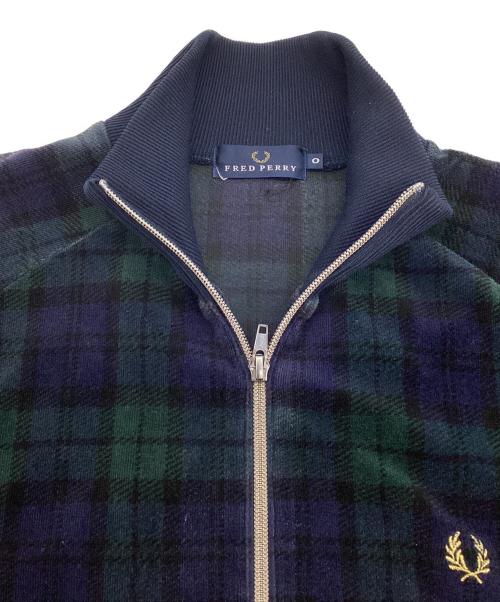 FRED PERRY（フレッドペリー）FRED PERRY (フレッドペリー) ベロアトラックジャケット ネイビー×グリーン サイズ:O（JASPO）の古着・服飾アイテム