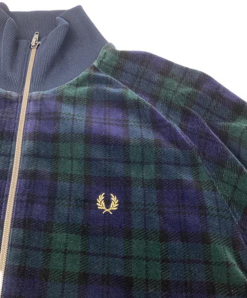 FRED PERRY（フレッドペリー）FRED PERRY (フレッドペリー) ベロアトラックジャケット ネイビー×グリーン サイズ:O（JASPO）の古着・服飾アイテム
