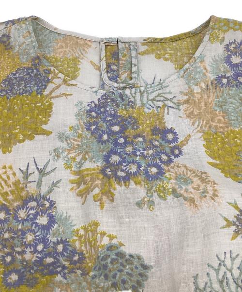 根々（ネネ）根々 (ネネ) 麻 ノースリーブワンピース ベージュ×イエロー サイズ:-の古着・服飾アイテム