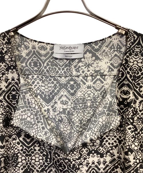 Yves Saint Laurent（イヴサンローラン）Yves Saint Laurent (イヴサンローラン) ノースリーブ シルク ワンピース ブラック×ベージュ サイズ:36の古着・服飾アイテム
