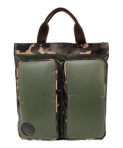 HUNTING WORLD（ハンティングワールド）HUNTING WORLD (ハンティングワールド) BATTUE CAMO（バチューカモ）2WAYヘルメットバッグ グリーン×ベージュの古着・服飾アイテム