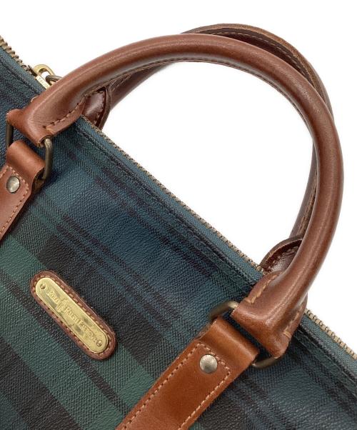 POLO RALPH LAUREN（ポロ・ラルフローレン）POLO RALPH LAUREN (ポロ・ラルフローレン) ブラックウォッチタータンチェック ボストンバッグ グリーン×ブラウンの古着・服飾アイテム