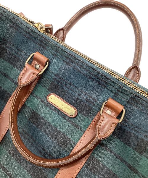 POLO RALPH LAUREN（ポロ・ラルフローレン）POLO RALPH LAUREN (ポロ・ラルフローレン) ブラックウォッチタータンチェック ボストンバッグ グリーン×ブラウンの古着・服飾アイテム