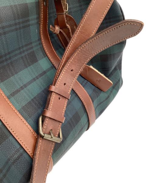 POLO RALPH LAUREN（ポロ・ラルフローレン）POLO RALPH LAUREN (ポロ・ラルフローレン) ブラックウォッチタータンチェック ボストンバッグ グリーン×ブラウンの古着・服飾アイテム