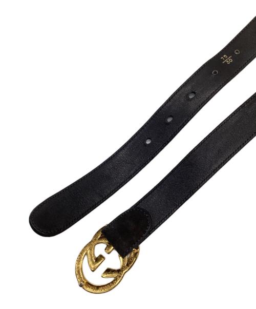 GUCCI（グッチ）GUCCI (グッチ) ロゴ ベルト ブラック サイズ:75/30の古着・服飾アイテム
