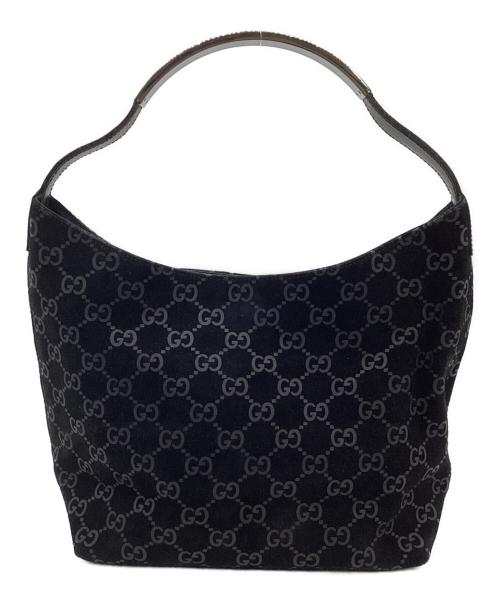 GUCCI（グッチ）GUCCI (グッチ) GGスエード ワンショルダーバッグ ブラックの古着・服飾アイテム