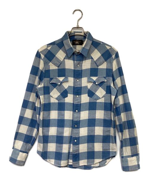 RRL（ダブルアールエル）RRL (ダブルアールエル) ウエスタン シャツ アイボリー×ブルー サイズ:Mの古着・服飾アイテム