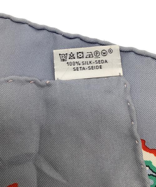 HERMES（エルメス）HERMES (エルメス) カレ ウォッシュ 90 PIERRES ET CRISTAUX（石とクリスタル）スカーフ ブルーの古着・服飾アイテム