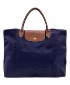 LONGCHAMPロンシャン）の古着「ル プリアージュ CABAS（カバス）トートバッグ」｜ネイビー×ブラウン
