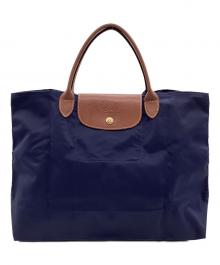 LONGCHAMP（ロンシャン）の古着「ル プリアージュ CABAS（カバス）トートバッグ」｜ネイビー×ブラウン