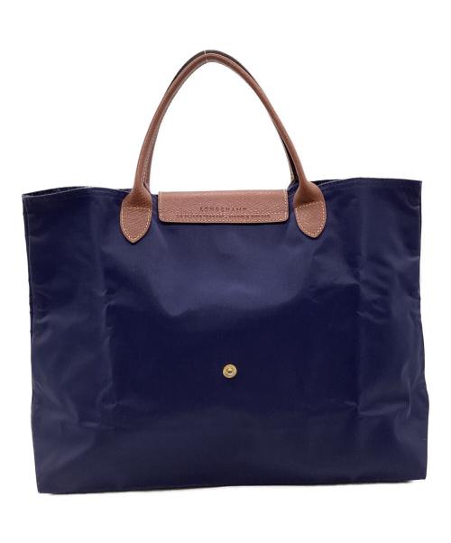 LONGCHAMP（ロンシャン）LONGCHAMP (ロンシャン) ル プリアージュ CABAS（カバス）トートバッグ ネイビー×ブラウンの古着・服飾アイテム