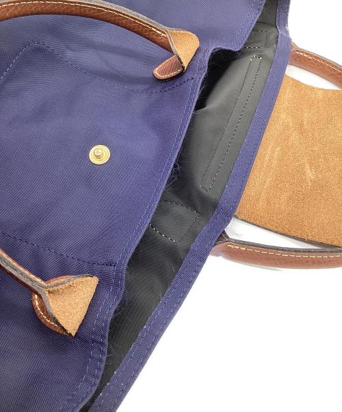 LONGCHAMP（ロンシャン）LONGCHAMP (ロンシャン) ル プリアージュ CABAS（カバス）トートバッグ ネイビー×ブラウンの古着・服飾アイテム