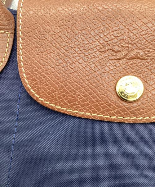 LONGCHAMP（ロンシャン）LONGCHAMP (ロンシャン) ル プリアージュ CABAS（カバス）トートバッグ ネイビー×ブラウンの古着・服飾アイテム