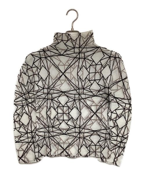 me ISSEY MIYAKE（ミーイッセイ ミヤケ）me ISSEY MIYAKE (ミーイッセイ ミヤケ) プリーツカットソー ホワイト×ブラック サイズ:-の古着・服飾アイテム