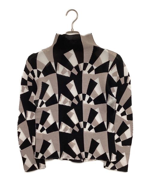 ISSEY MIYAKE me（イッセイ ミヤケ ミー）ISSEY MIYAKE me (イッセイ ミヤケ ミー) プリーツカットソー ブラック×ベージュ サイズ:-の古着・服飾アイテム
