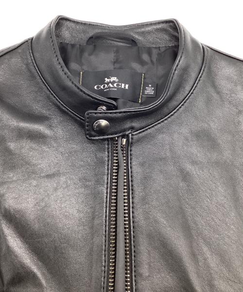 COACH（コーチ）COACH (コーチ) シングル ラムレザー ライダースジャケット ブラック サイズ:Mの古着・服飾アイテム