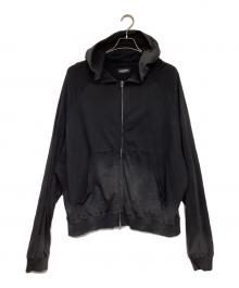 FARFROMWHAT（ファーフロムワット）の古着「FAR WASHED HOODIE ZIP-UP（ファー ウォッシュド フーディー ジップアップ）」｜ブラック