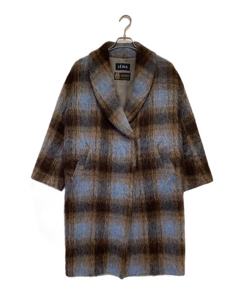 IENA（イエナ）IENA (イエナ) MANTECO（マンテコ）チェックシャギーコート ブラウン×ブルー サイズ:36の古着・服飾アイテム