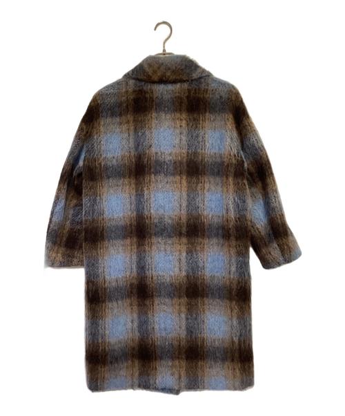 IENA（イエナ）IENA (イエナ) MANTECO（マンテコ）チェックシャギーコート ブラウン×ブルー サイズ:36の古着・服飾アイテム