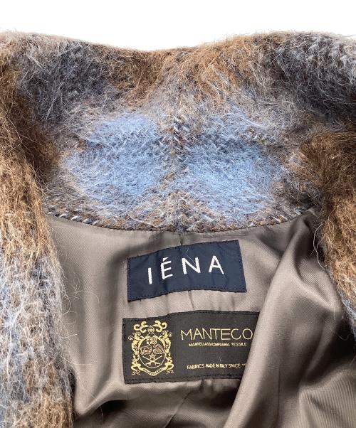 IENA（イエナ）IENA (イエナ) MANTECO（マンテコ）チェックシャギーコート ブラウン×ブルー サイズ:36の古着・服飾アイテム