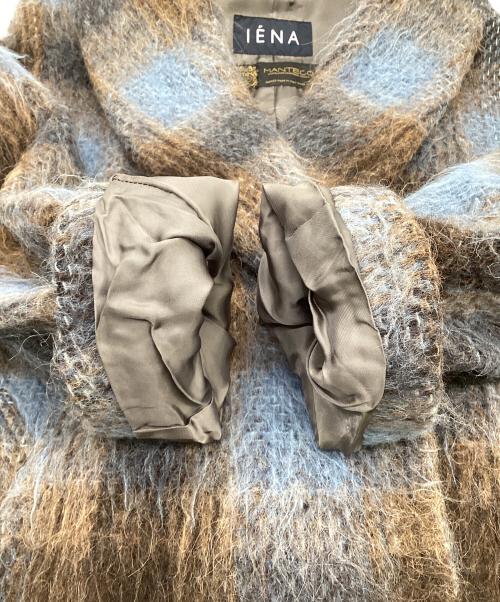 IENA（イエナ）IENA (イエナ) MANTECO（マンテコ）チェックシャギーコート ブラウン×ブルー サイズ:36の古着・服飾アイテム