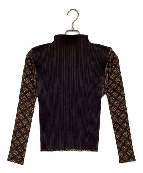 PLEATS PLEASE（プリーツプリーズ）PLEATS PLEASE (プリーツプリーズ) プリーツハイネックカットソー ブラウン サイズ:3の古着・服飾アイテム