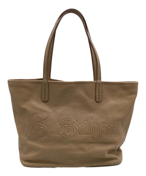 BVLGARI（ブルガリ）BVLGARI (ブルガリ) コレツィオーネ レザートートバッグ ベージュの古着・服飾アイテム