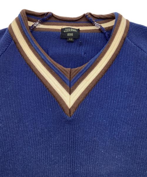 Jean Paul Gaultier homme（ジャンポールゴルチェオム）Jean Paul Gaultier homme (ジャンポールゴルチェオム) ノースリーブニット ブルー サイズ:48の古着・服飾アイテム