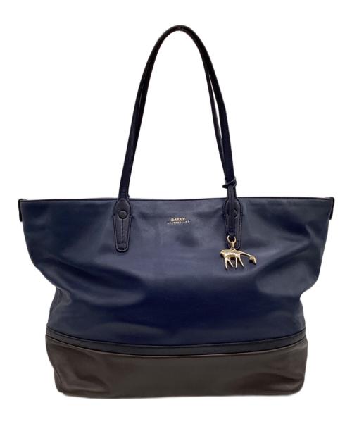 BALLY（バリー）BALLY (バリー) トートバッグ ネイビー×ブラウンの古着・服飾アイテム
