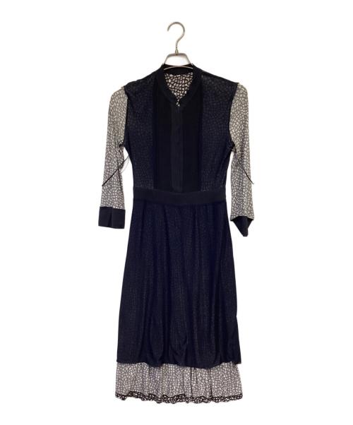 MaxMara（マックスマーラ）MaxMara (マックスマーラ) 長袖ワンピース ネイビー×グレー サイズ:40の古着・服飾アイテム