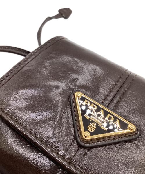 PRADA（プラダ）PRADA (プラダ) ソフトルックスレザー 3つ折り財布 ブラウンの古着・服飾アイテム