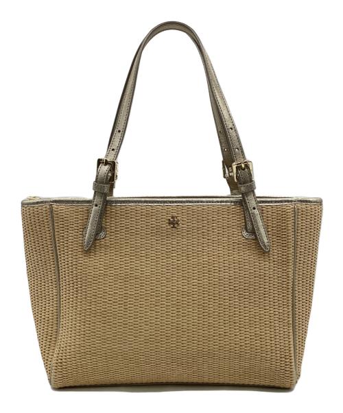 TORY BURCH（トリーバーチ）TORY BURCH (トリーバーチ) トートバッグ ナチュラル×ゴールドの古着・服飾アイテム