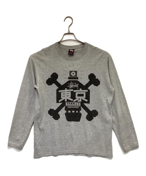 stussy（ステューシー）stussy (ステューシー) 東京 BALLERS L/Sカットソー グレー サイズ:Mの古着・服飾アイテム
