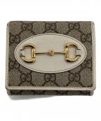 GUCCIグッチ）の古着「ホースビット 1955 2つ折り財布」｜ベージュ/ホワイト