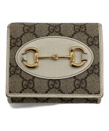 GUCCI（グッチ）の古着「ホースビット 1955 2つ折り財布」｜ベージュ/ホワイト