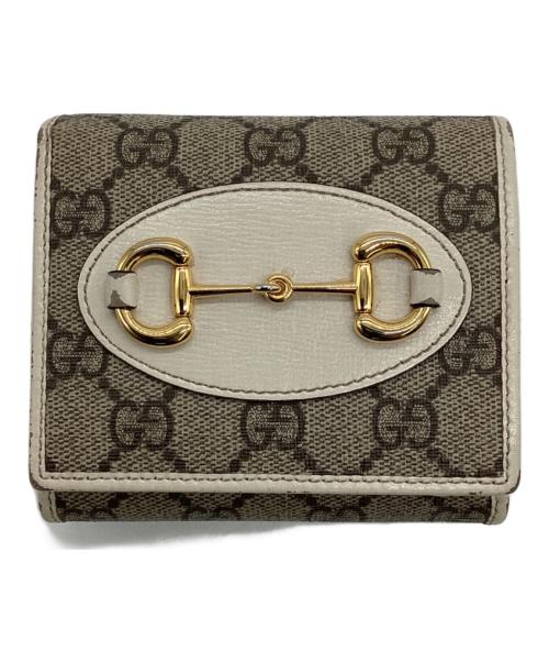GUCCI（グッチ）GUCCI (グッチ) ホースビット 1955 2つ折り財布 ベージュ/ホワイトの古着・服飾アイテム