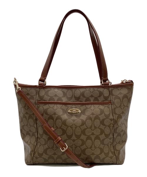 COACH（コーチ）COACH (コーチ) シグネチャー 2WAYトートバッグ ブラウンの古着・服飾アイテム