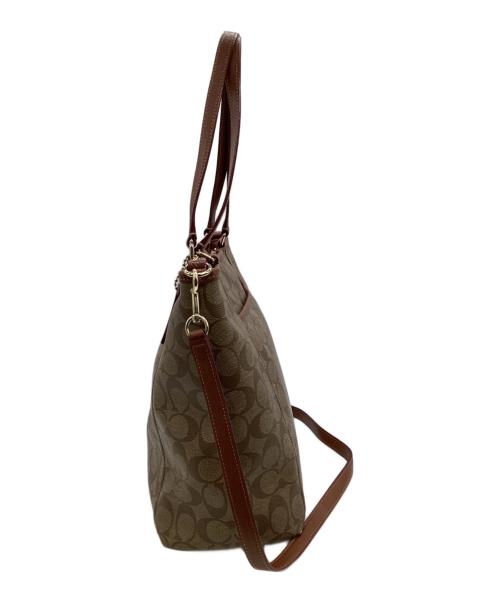 COACH（コーチ）COACH (コーチ) シグネチャー 2WAYトートバッグ ブラウンの古着・服飾アイテム